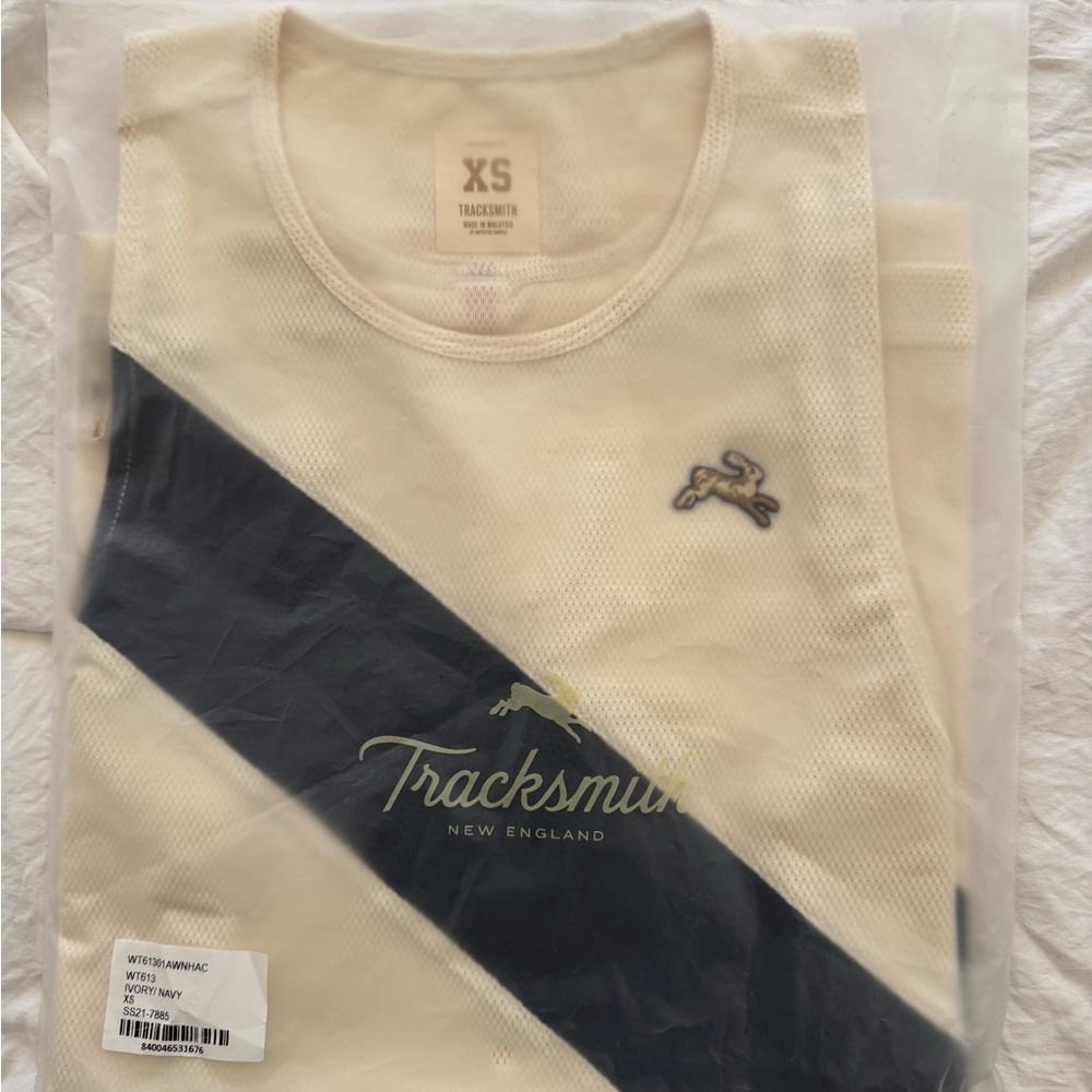 Tracksmith Cream and Black Tank Top Minimalist Design